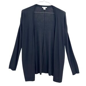 H&M Black Open Front Cardigan Minimal Lightweight Drape Sweater M